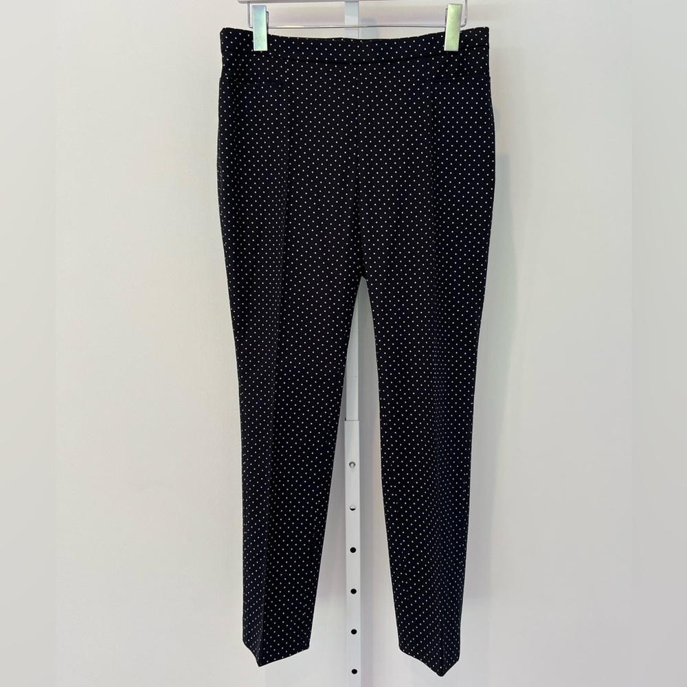 AKRIS PUNTO FRANCA BLACK & CREAM POLKA DOT COTTON TROUSERS IT 44 / US 8 NWTS!